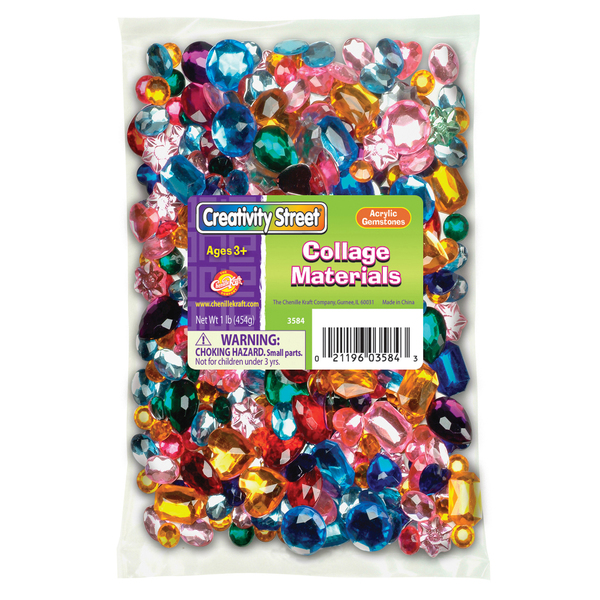 Creativity Street Acrylic Gemstones, Assorted Colors + Sizes, 1 lb. PAC3584